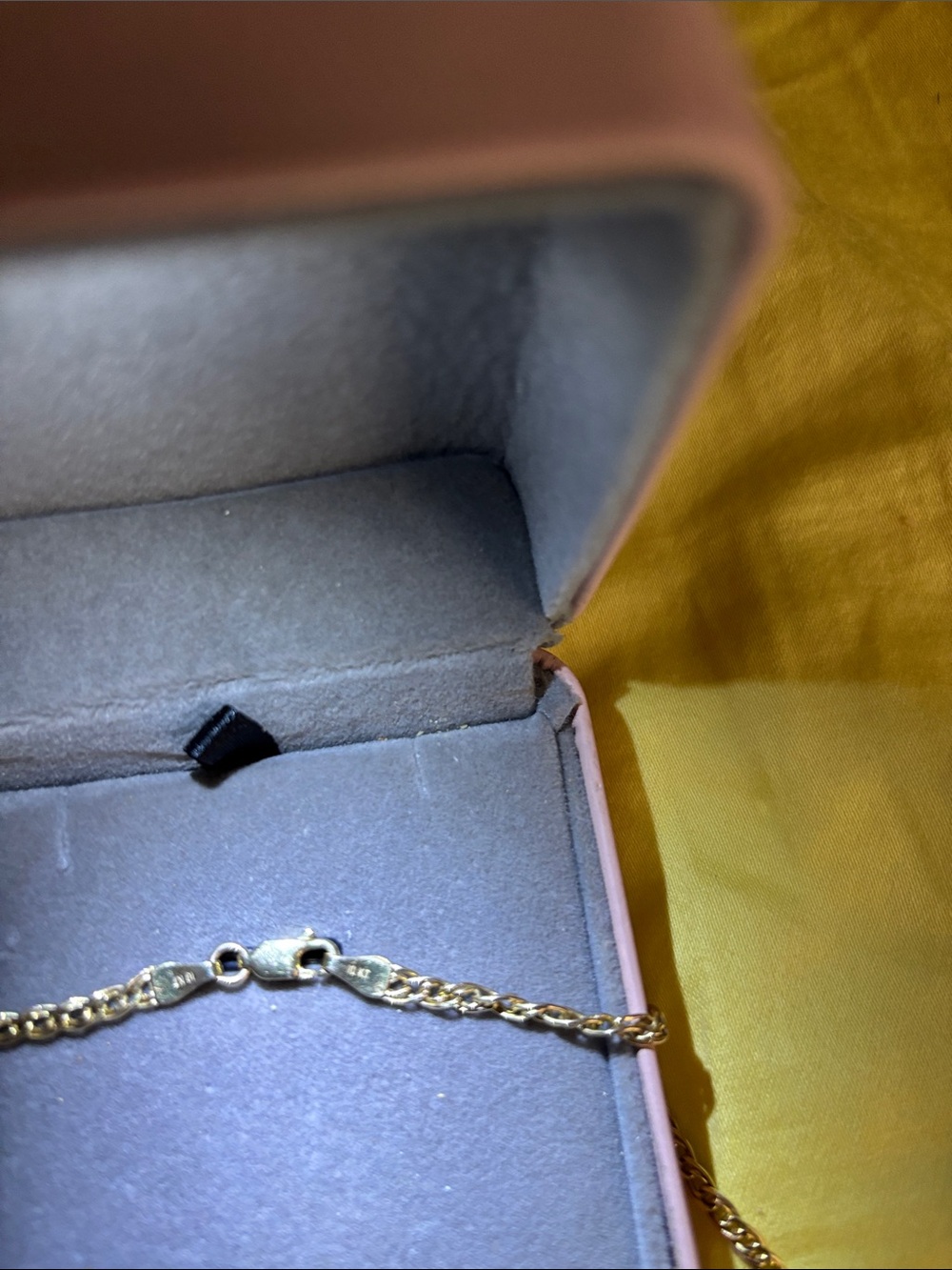 14k Solid Gold Chain Necklace Diamond J Initial Pendant - Picture 5 of 6